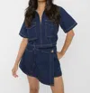 Tcec Short Sleeve Jean Skort Set In Dark Blue
