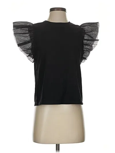 Pre-owned Tcec Short Sleeve Top Black Ruffles Neckline Tops