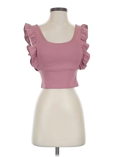 Pre-owned Tcec Short Sleeve Top Pink Ruffles Neckline Tops
