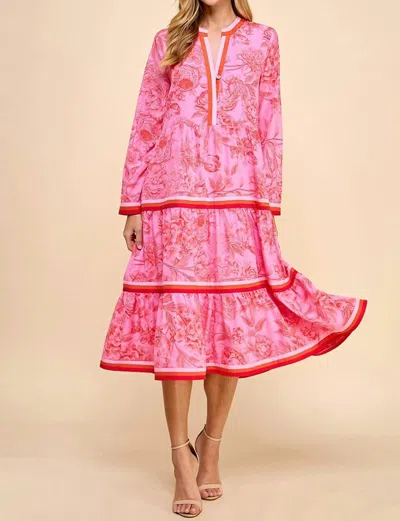 Tcec Sincerely Yours Floral Midi Dress In Pink Floral