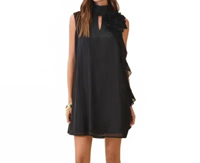 Tcec Sleeveless Mock Neck Ruffle Dress In Black