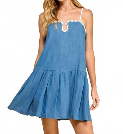Tcec Spaghetti Strap Mini Dress In Denim Blue