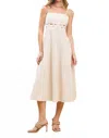 Tcec Square Neckline Midi Dress In Ivory In Neutral