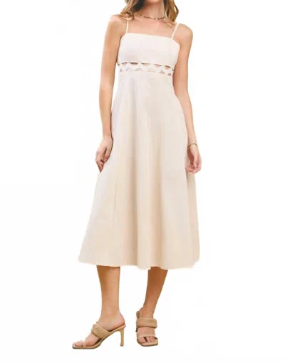 Tcec Square Neckline Midi Dress In Ivory In Neutral