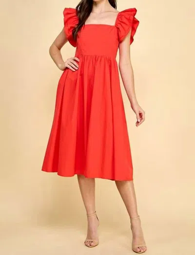 Tcec Stella Square Neckline Dress In Coral In Red