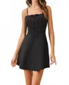 Tcec Straight Neck Two Front Bow Detail Mini Dress In Black In Black