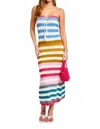 Tcec Strapless Multi Stripe Sweater Midi Dress In Multicolor In White