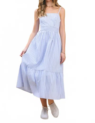 Tcec Striped Adjustable Spaghetti Strap Midi Dress In Blue
