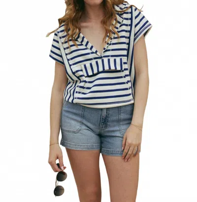 Tcec Striped Lake Hoodie In Royal Blue