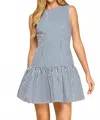 Tcec Striped Ruffled Hem Mini Dress In Blue In Multi
