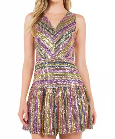 Tcec Striped Sequin Dress In Multi