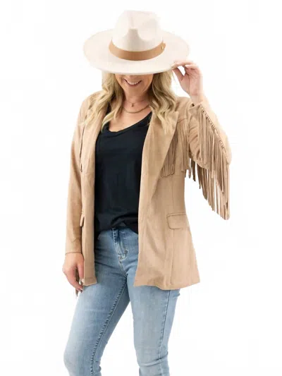Tcec Suede Fringe Blazer In Mocha In Neutral