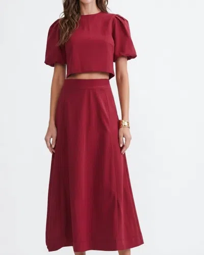 Tcec Suede Skirt Set In Berry In Red