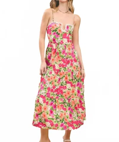 Tcec Sunset Midi Dress In Pink In Multi