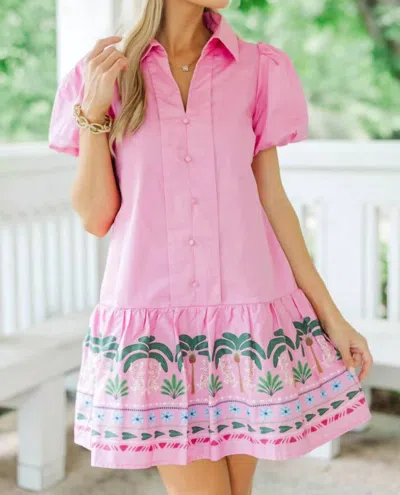 Tcec Talia Tropical Hem Mini Dress In Pink