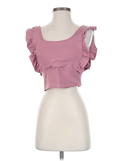 Pre-owned Tcec Tank Top Pink Ruffles Neckline Tops