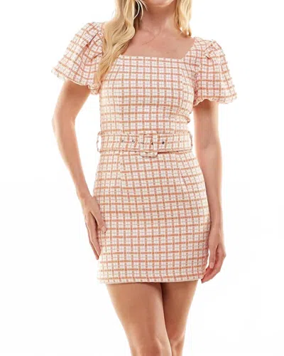 Tcec Tatum Plaid Mini Dress In Orange In Pink