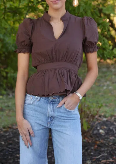 Tcec The Celine V-neck Top In Chocolate In Brown