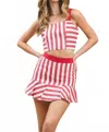 Tcec The Ramona Striped Two Piece Skirt Set In Red/white In Red