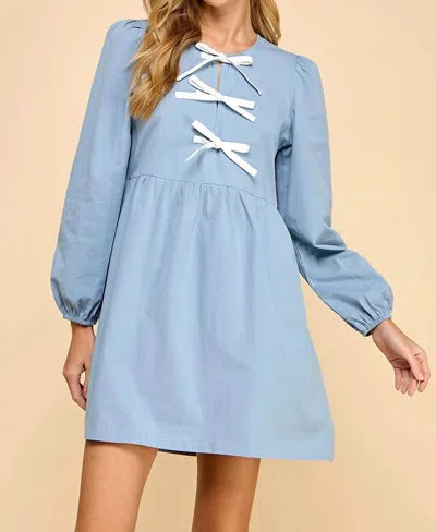 Tcec Tied To You Bow Detail Dress In Blue