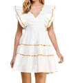Tcec Poplin Ruffle Sleeve Dress In White In White