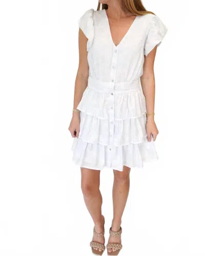 Tcec Tiered Ruffle Mini Dress With Flutter Sleeves In Azure Bloom In Multi