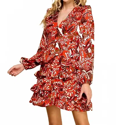 Tcec Tilly V-neck Mini Dress In Red In Multi