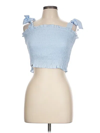 Pre-owned Tcec Tube Top Blue Strapless Neckline Tops