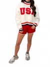 Tcec Usa Mockneck Pullover Sweater In White In White