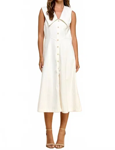 Tcec V-neck Vintage Midi Dress In White