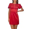 Tcec Velvet Front Faux Button Down Dress In Red In Red
