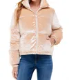Tcec Velvet Puffer Jacket In Beige In Neutral