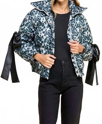 Tcec Winter Leopard Puffer Jacket In Grey In Brown