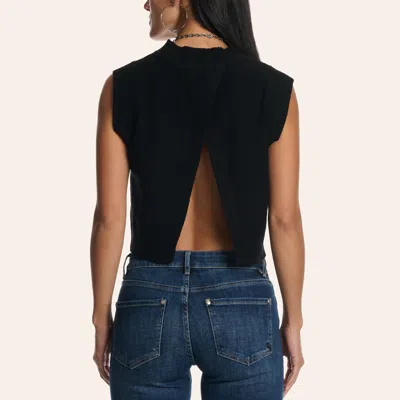 Tcec Women's Black Mock Neck Open Back Cropped Sweater Vest