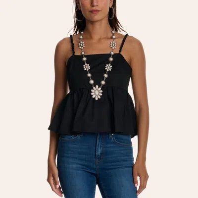 Tcec Women's Black Smocked Peplum Tank Top