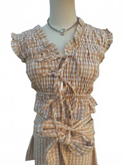 Tcec Women's Clementine Top In Tan/ White In Brown