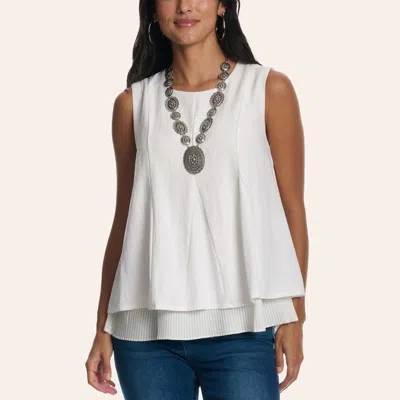 Tcec Women's Cream Layered Pleated Hem Tank Top In White