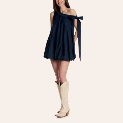Tcec Women's Midnight Blue Bubble Hem Shoulder Tie Mini Dress