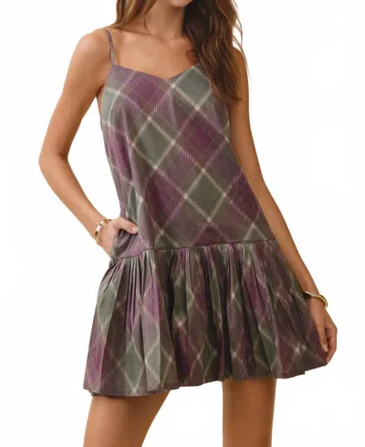 Tcec Women's Plaid Drop Waist Dress In Purple In Multi