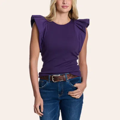 Tcec Women's Purple Flutter Sleeve Top