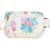 Tcec Women's Quilted Floral Fanny Pack Bag In White In White