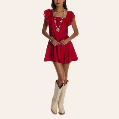 Tcec Women's Red Flutter Sleeve Mini Dress