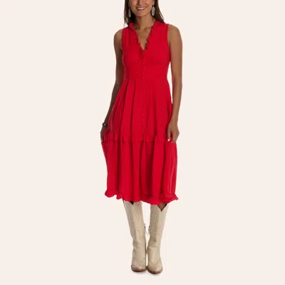 Tcec Women's Red Tiered Ruffle Trim Midi Dress