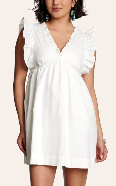 Tcec Women's White Ruffle Sleeve V-neck Dress