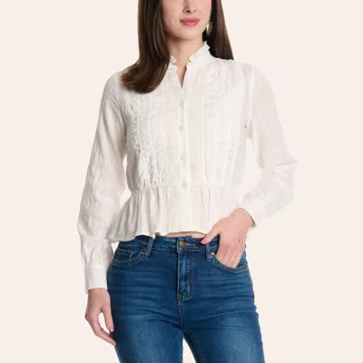 Tcec Women's White Ruffled Long Sleeve Peplum Top