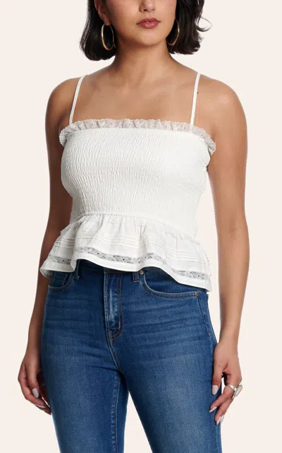 Tcec Women's White Sleeveless Smocked Top