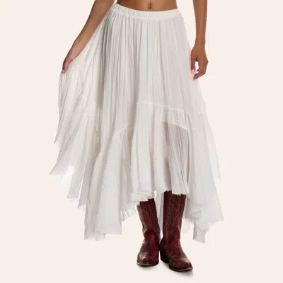 Tcec Women's White Tiered Handkerchief Hem Maxi Skirt