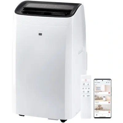 Tcl 10,000 Btu (14,000 Btu Ashrae) Smart Portable Air Conditioner Unit With Fan, Dehumidifier, Heat & Wi In White