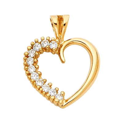 Pre-owned Td Collections 14k Real Yellow Gold Cz Heart Pendant Yellow Gold Cz Heart Pendant