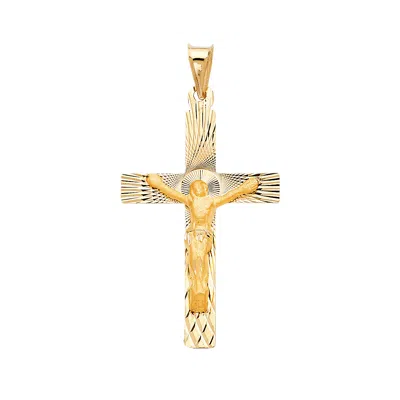 Pre-owned Td Collections 14k Real Yellow Gold Religious Cross Stamp Pendant Collection For Men Women